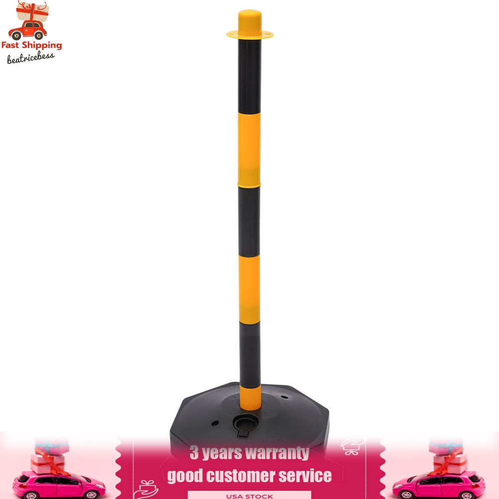 6 Pack Traffic Cones Adjustable Delineator Post Portable Parking Pole W/ Chains