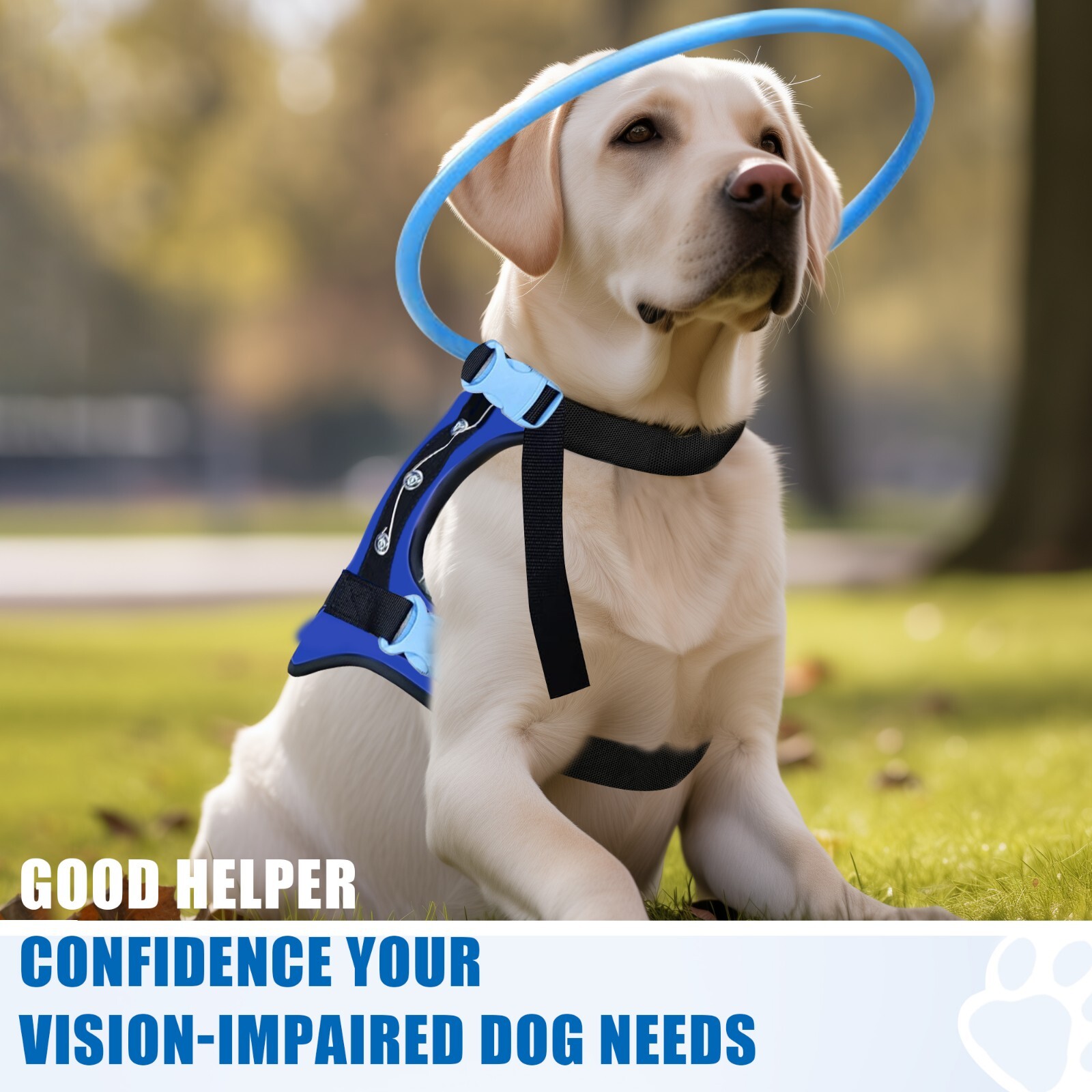 Blind Dog Protective Halo Dog Harness Collar,Confidence Building Harness Guiding