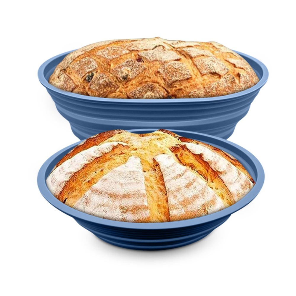 Premium Silicone Sourdough Bread Proofing & Baking Basket Set - Includes Oval &