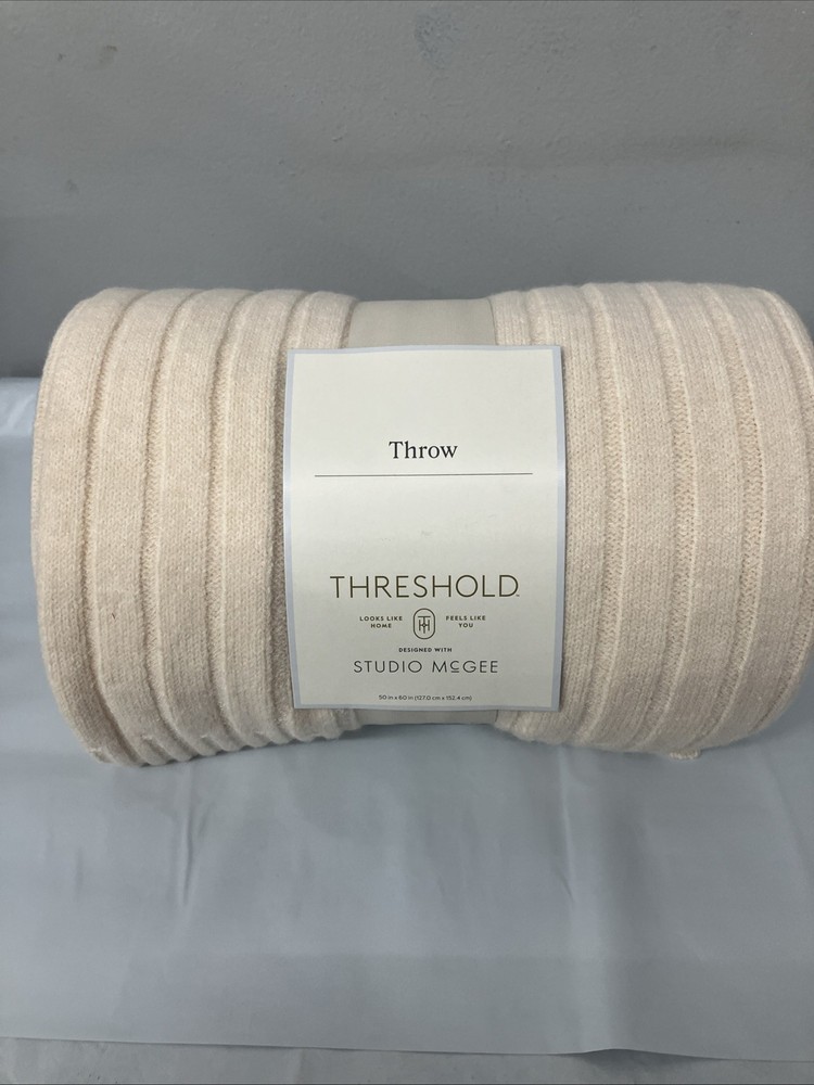 Threshold Cream Throw Studio McGee 50" x 60" Sweater Blanket Polyester