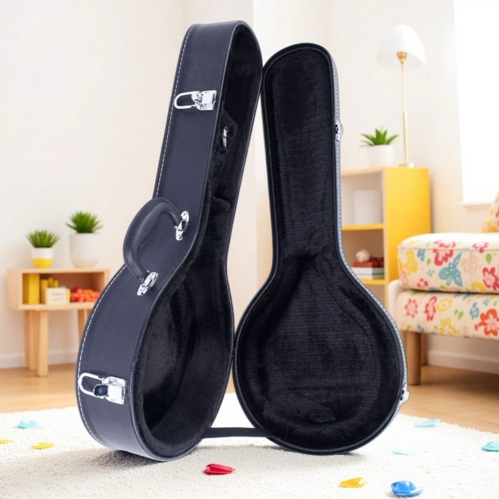 A-Style Mandolin Hardshell Case - Contoured Padded Lockable Black Finish