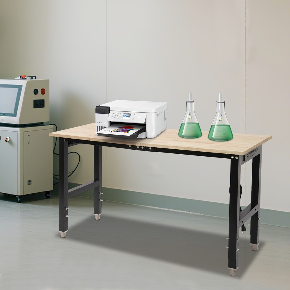 Height Adjustable Workbench, Workbench with Power Outlets, Heavy-Duty Work Table