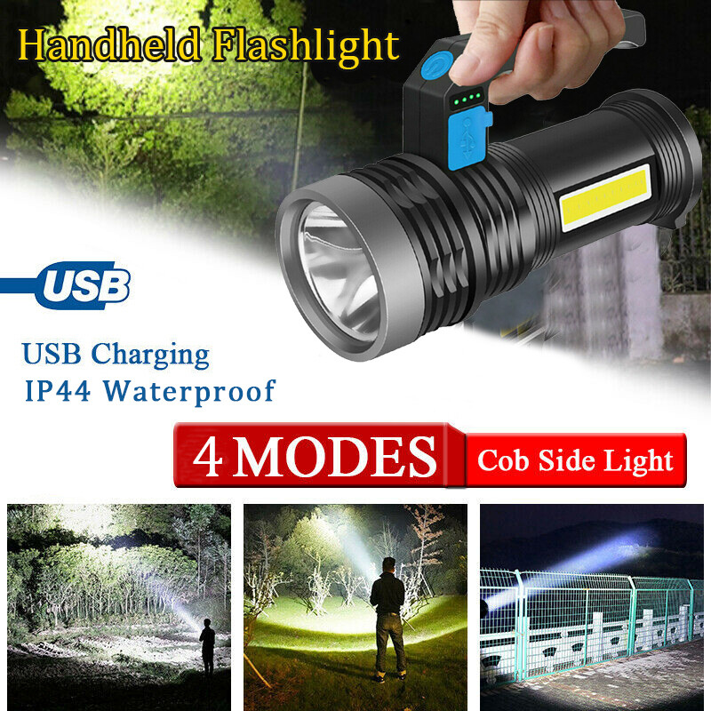 Ultra-Bright 120k lm LED Flashlight - USB Rechargeable, Ideal for Camping & Work