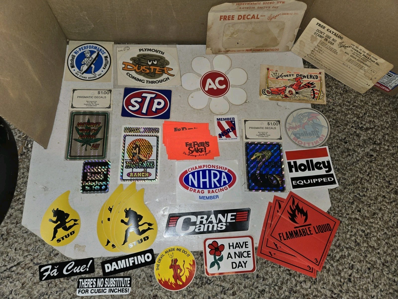 43 Vintage 80s/90s Racing Stickers,Decals,Crane,Ford Power,Stud Oil,Holley,STP