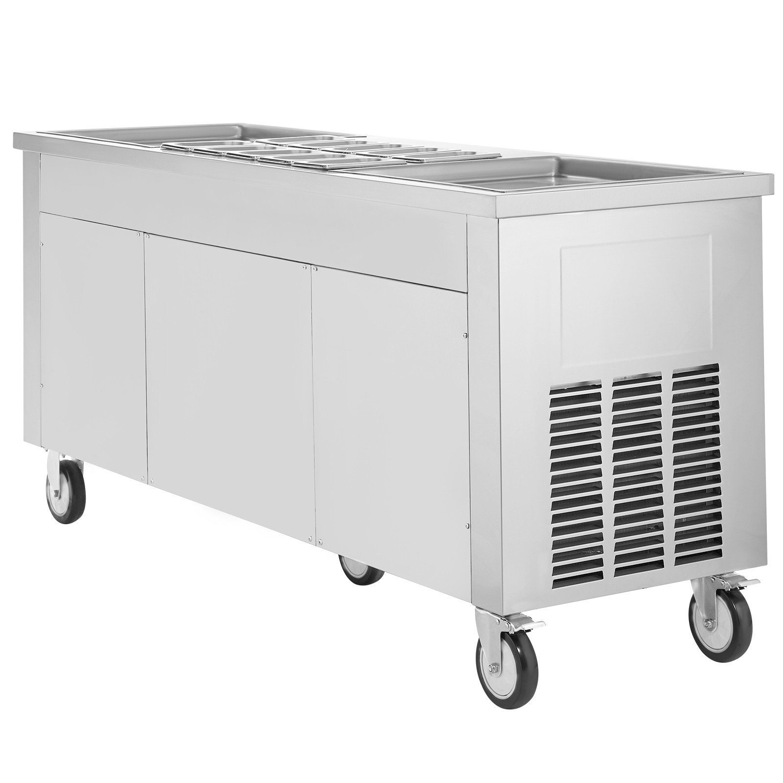 VEVOR Fried Ice Cream Roll Machine Rolled Ice Cream Maker 17.7x17.7 inch 2 Pans