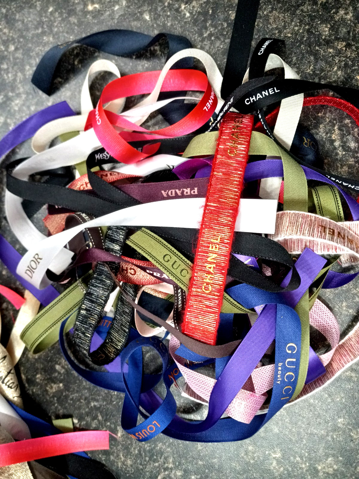 5 YARDS Designer Ribbon "SCRAPS" , DIOR, CHANEL, YSL, GUCCi, PRADA, HERMES, LV