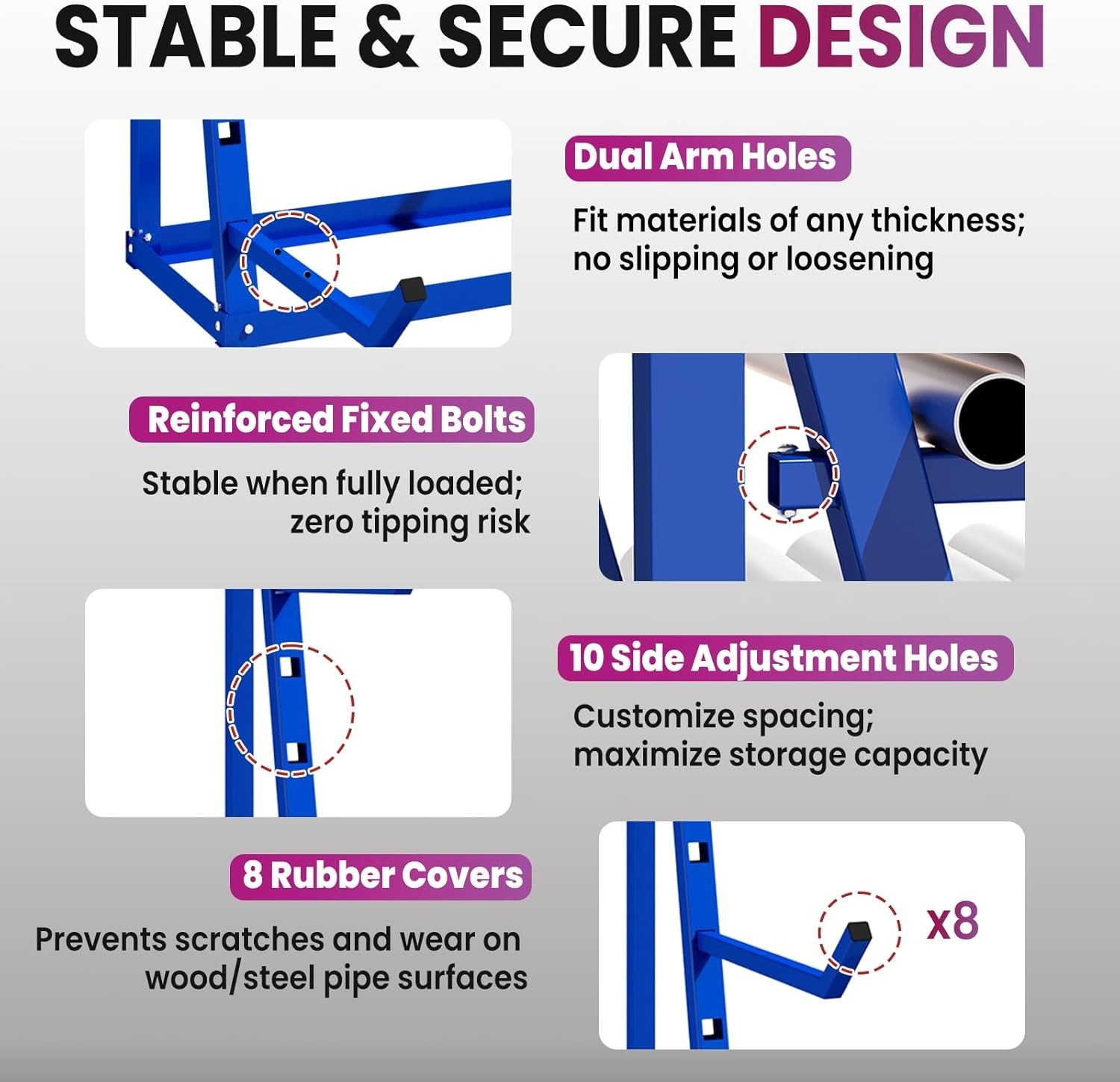 48x16x62IN Heavy Duty Pipe Lumber Organizer Shelf 2400lb Lumber Storage Rack NEW