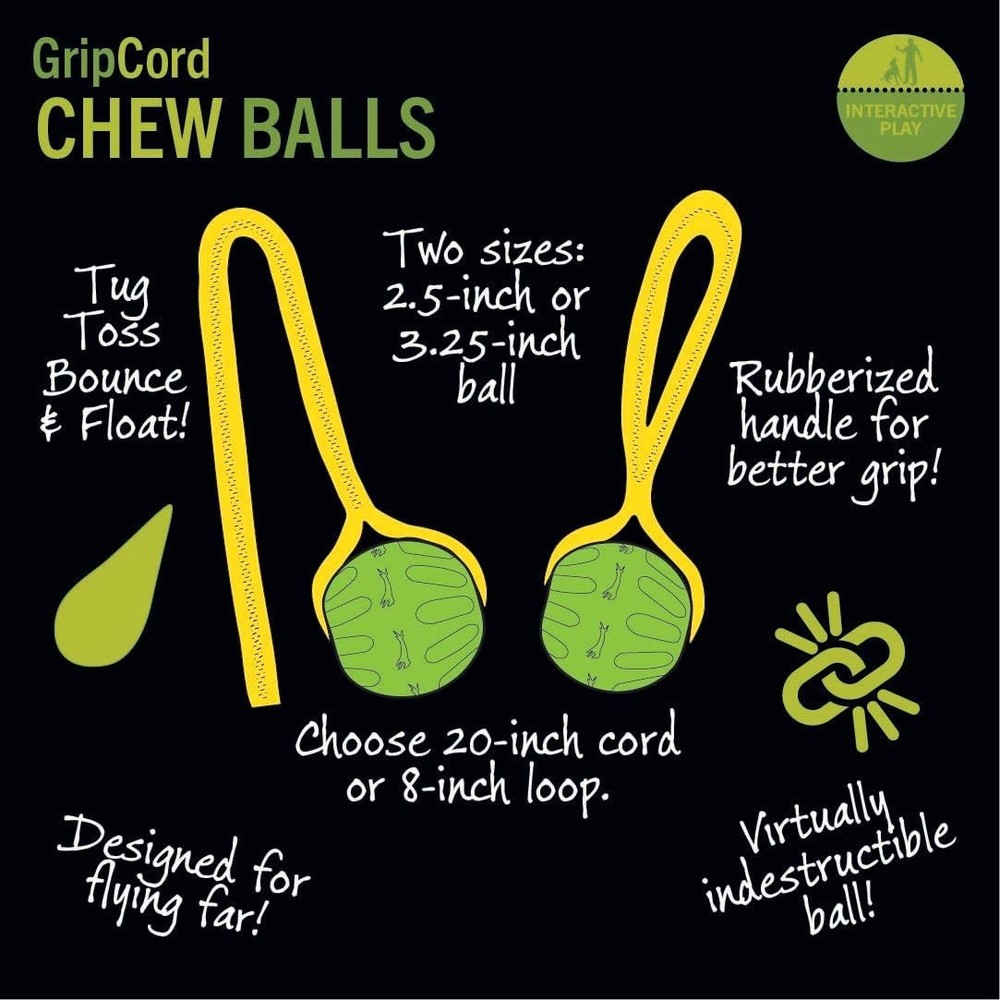 GripCord Chew Ball Cord Medium Small, Green