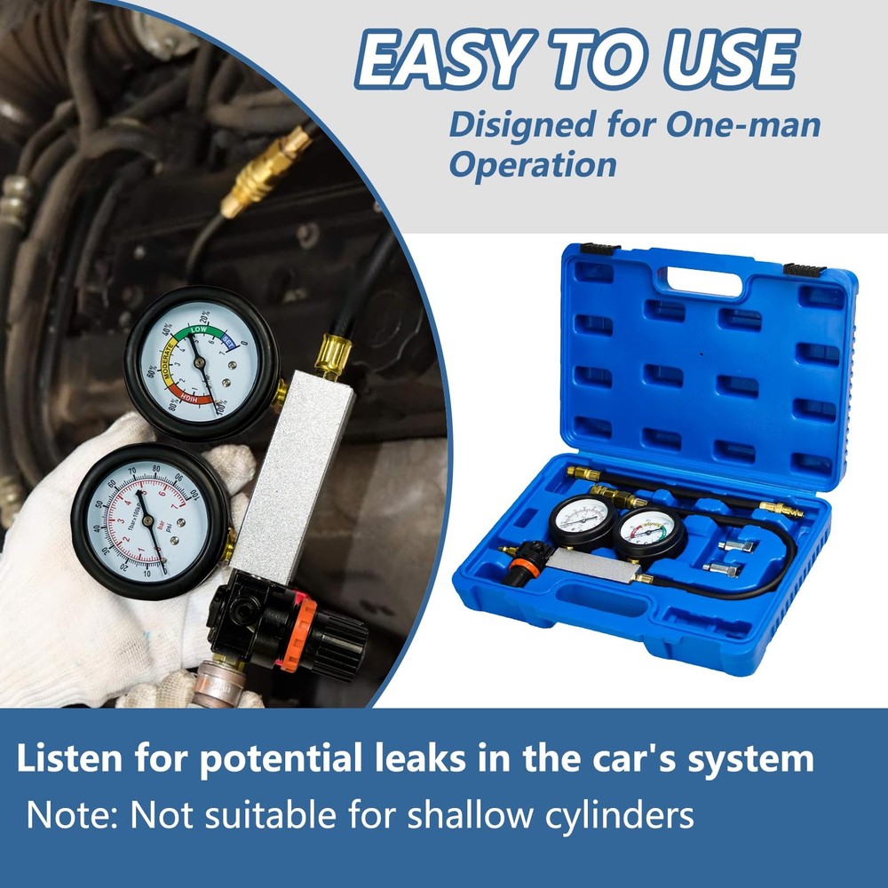 Cylinder Leak Down Tester Kit Compression Leakdown Detector Leakage Test Set ...