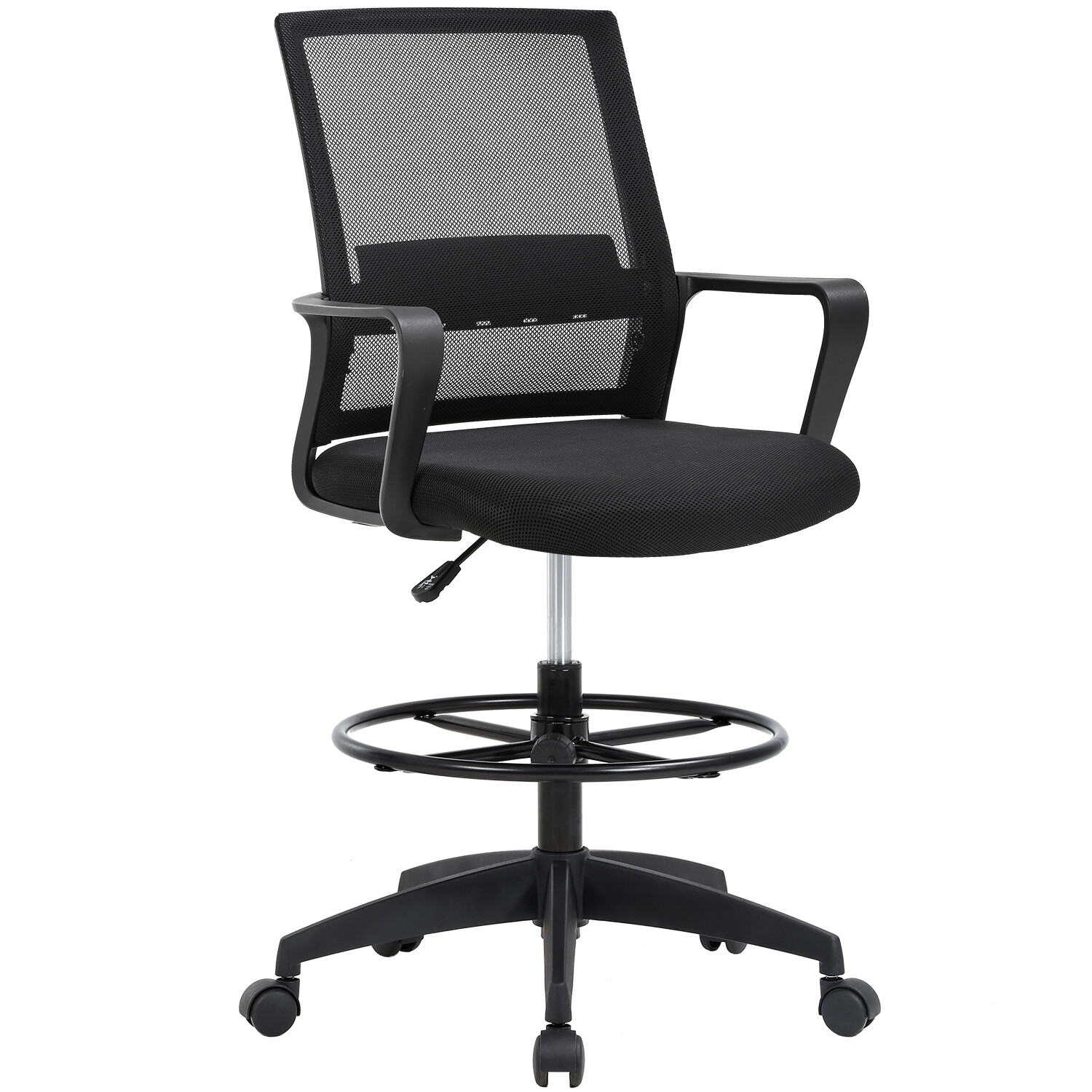 Drafting Chair Tall Office Chair Adjustable Height with Lumbar Support Arms Foot
