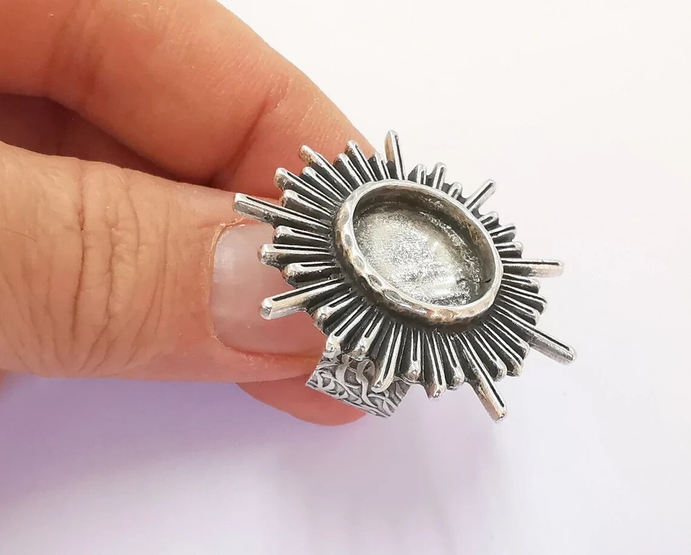 Sun Ring Blank Setting Textured Base Bezel inlay Adjustable (16mm bezel) G22056