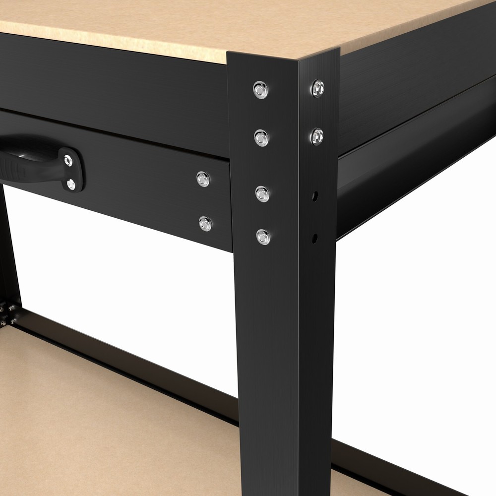 63" Workshop Table Workbench Steel Garage Tool Storage Drawer Shelves Pegboard