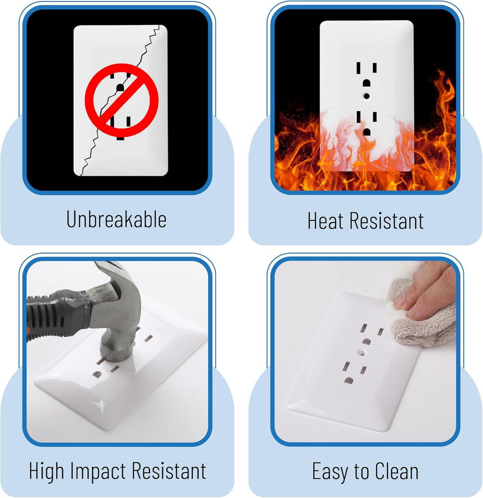 Bates Duplex Wall Outlet Covers - 10 Pack, White Wall Plates