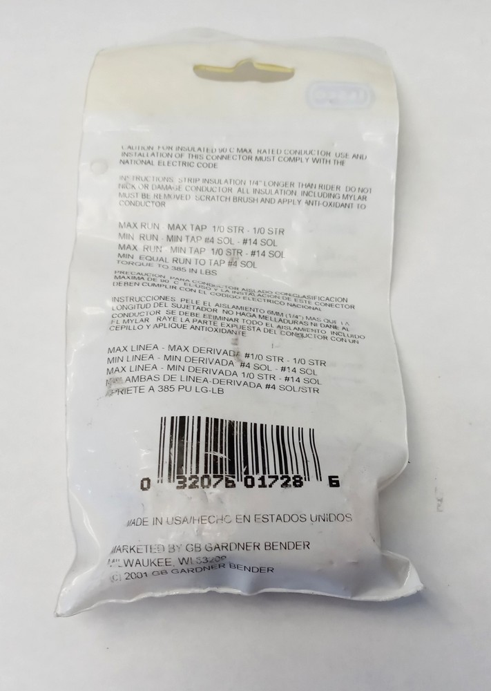 Gardner Bender GSBC-1/0 #4-#0 AWG Solid Copper Split Bolt Connector (2 Packs)