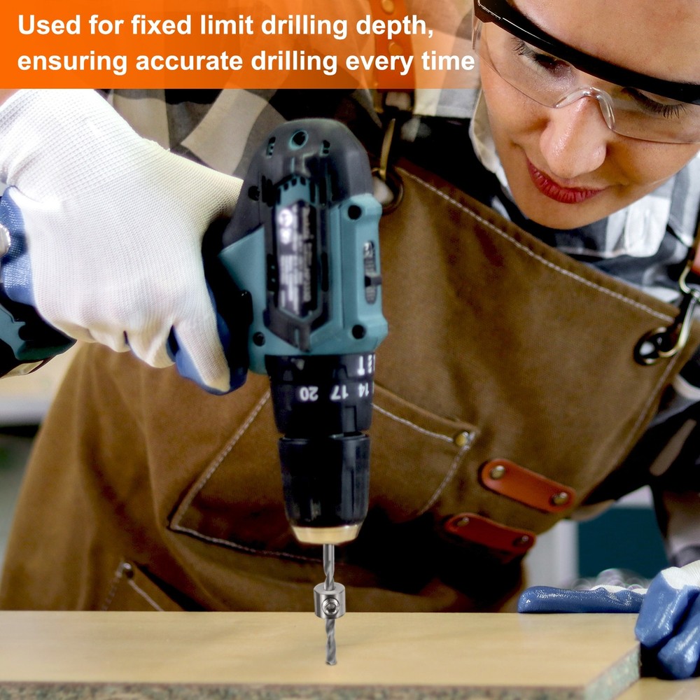 4pcs 9mm Drill Stop Collar Depth Stop with Hex Wrench Anodizing Surface Silver