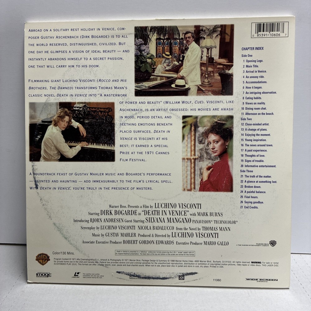 "Death in Venice" Widescreen Laserdisc LD - Dirk Bogarde