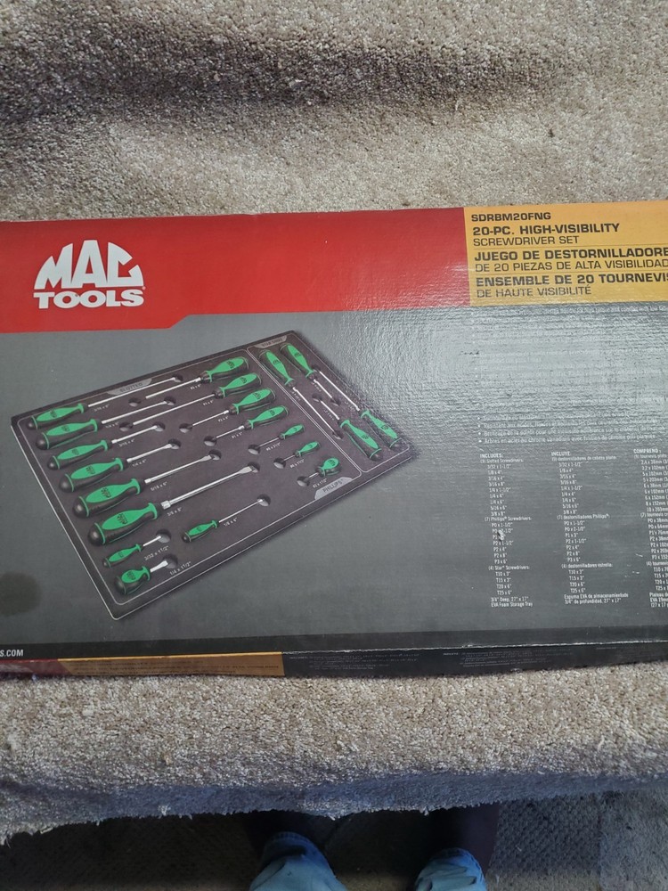 Mac Tools Macsimizer 20pc Screwdriver Set Neon Green New  SDRBM20FNG