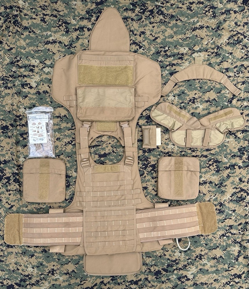 USMC MTV Modular Tactical Vest w/ Soft Inserts Medium Coyote Complete Set