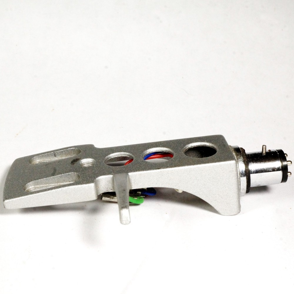 Unbranded Silver Technics Type Headshell for S-Curve Tonearm Turntable w/ Cables
