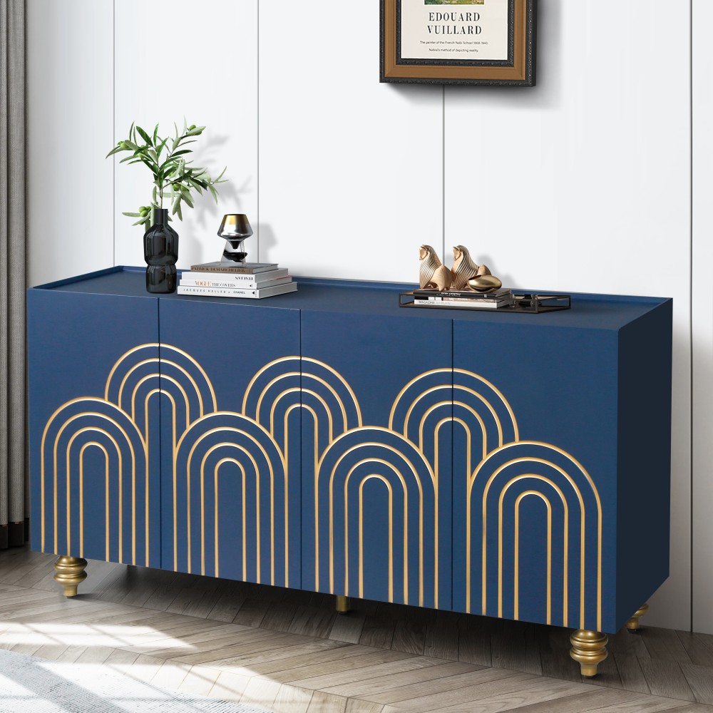 Sideboard with Storage Capacity Features Four Doors Includes Adjustable Shelves