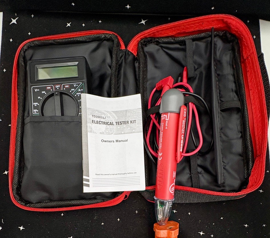 Electrical Tester Kit W/Case & Manual Multimeter & Voltage Detector Works
