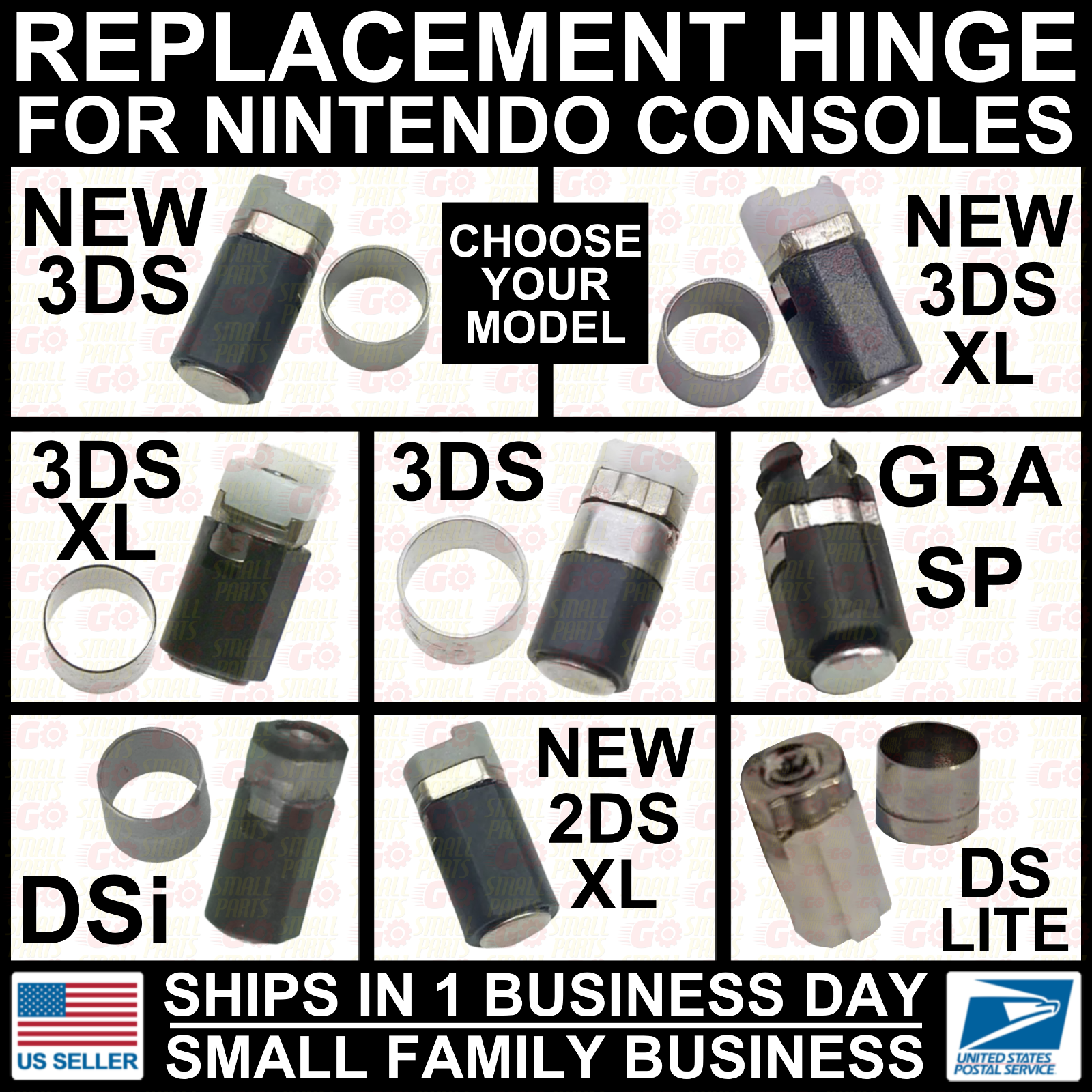 Replacement Hinge/Axle for Nintendo New/3DS/2DS/XL/LL/DSi/DS Lite/GBA SP Ring