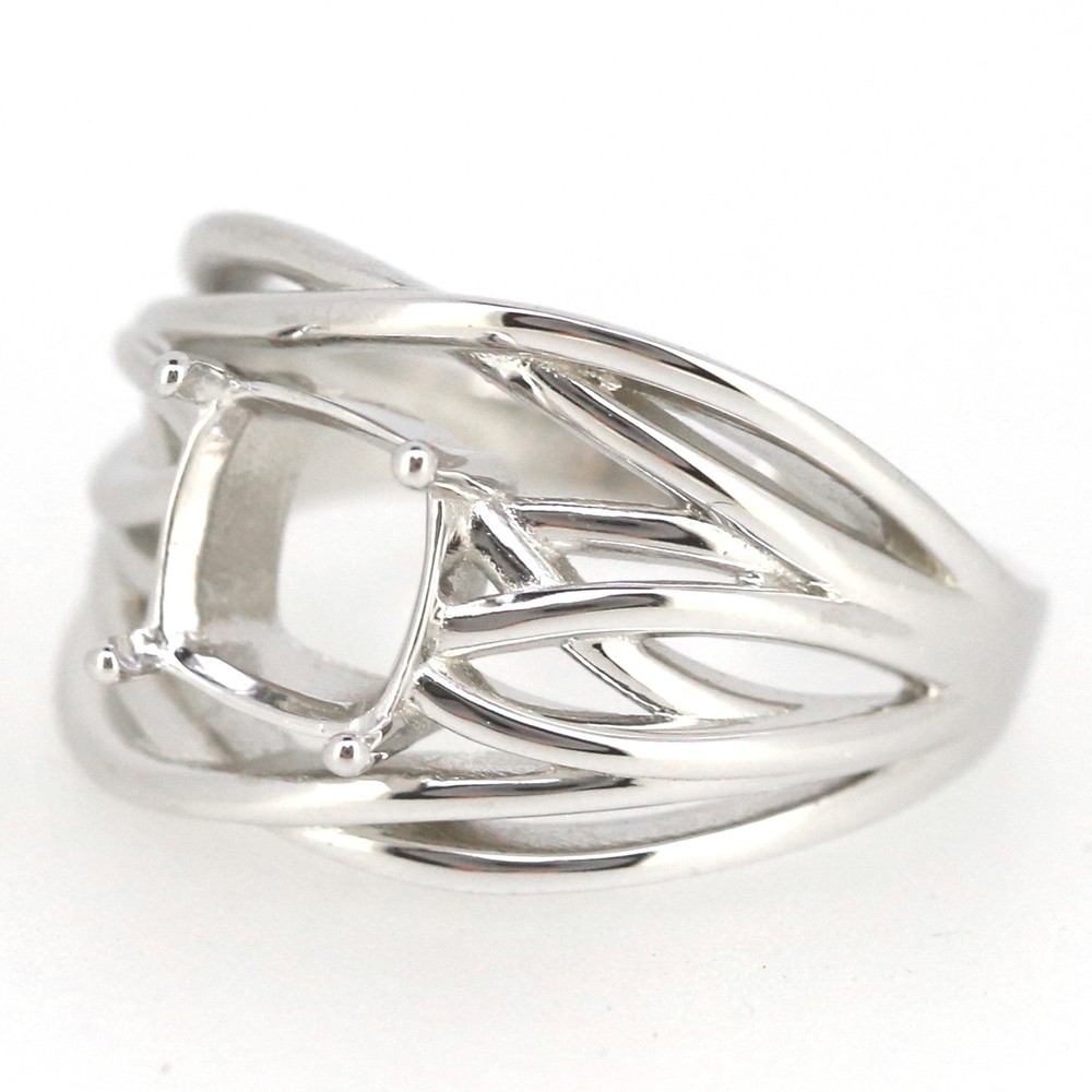 Sterling Silver Semi Mount Ring Setting Cushion CU 10x10 Engagement Ring