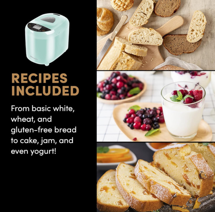 EBM8103M Bread Maker, 3 Loaf Sizes, 19 Programs, Gluten Free, 2LB, Mint