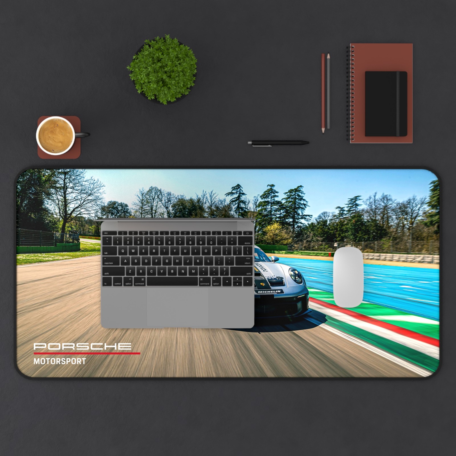 Porsche 911 GT3 Cup Racecar - Premium Stitched Edges Desk Mat Mouse Pad
