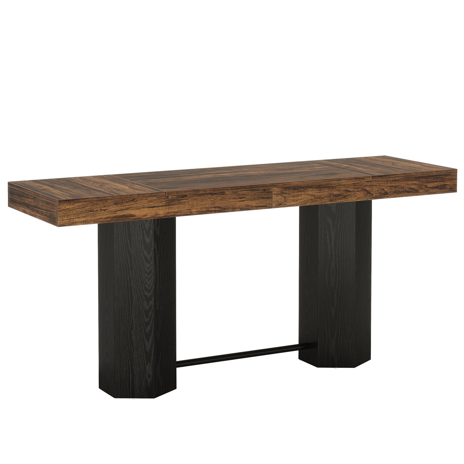70.9" Extra Long Bar Table, Industrial Counter Height Table with Metal Footrest