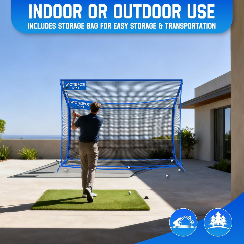 Golf Hitting Net with Extra Striking Net, 10X7Ft/7X7Ft Heavy Duty Golf Practice