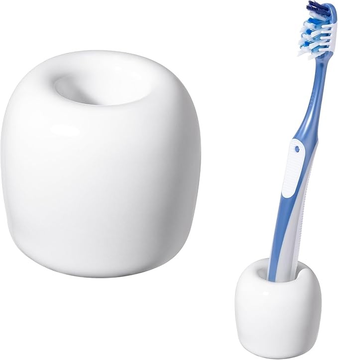 Ceramic Toothbrush Holder Compact Design Non-Slip Easy Clean Bathroom Accessory