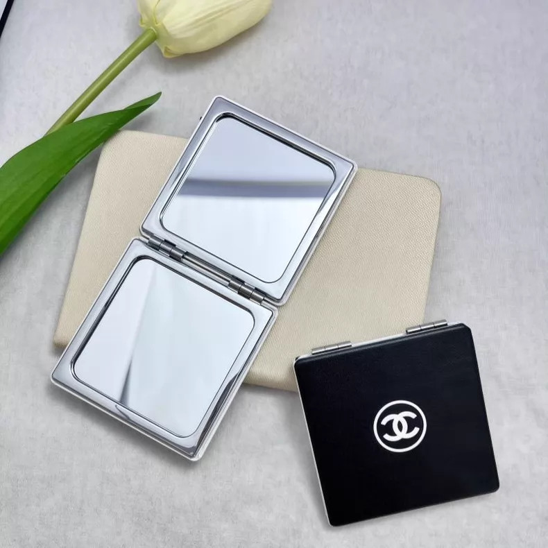 Chanel Mini Portable Double-Flap Black Makeup Mirror