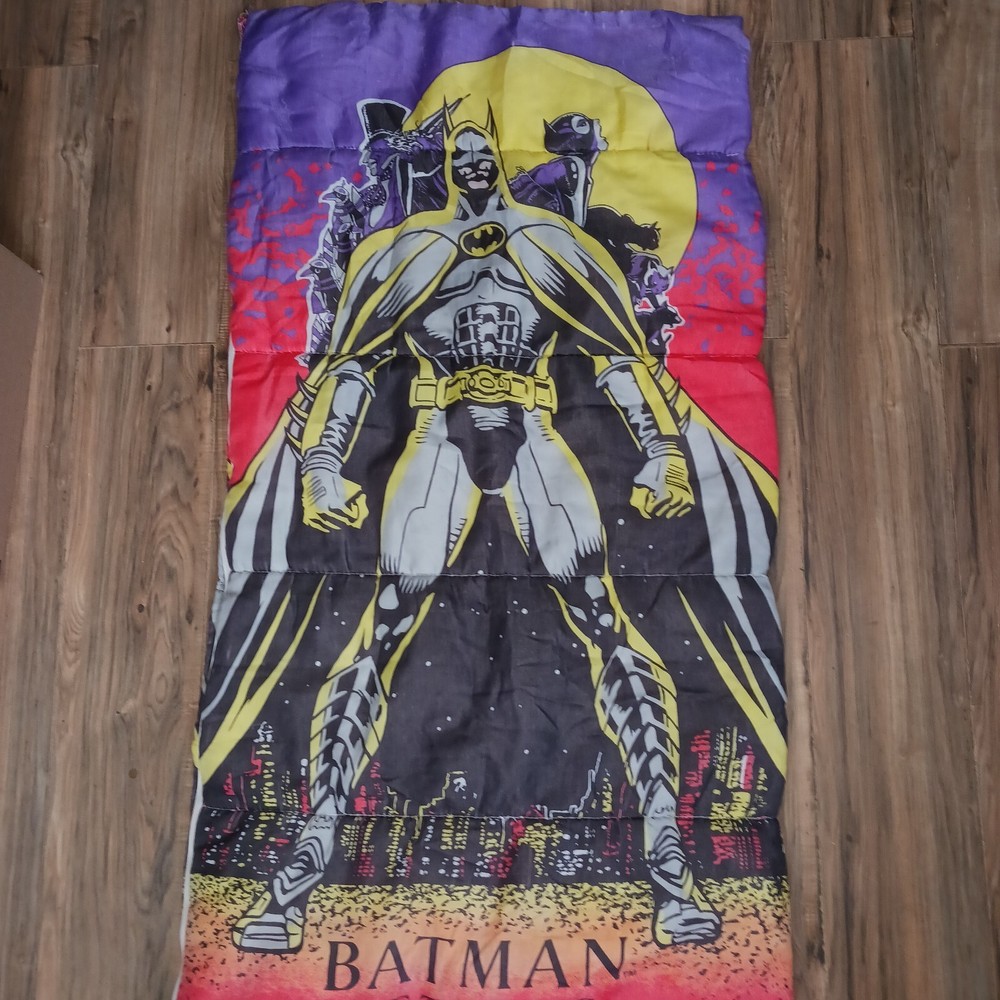 Vintage 1992 Batman Returns Double Sided Sleeping Bag DC Comics 30x75”