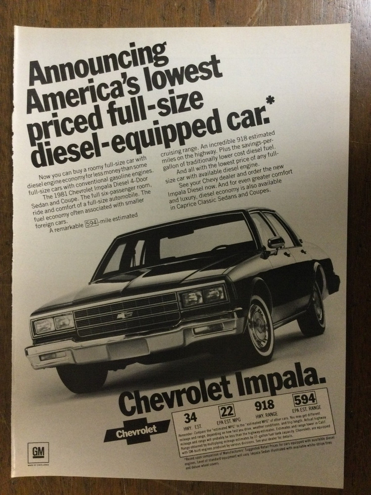 Misc 6320 Advertisement 1981 Chevrolet Impala Diesel