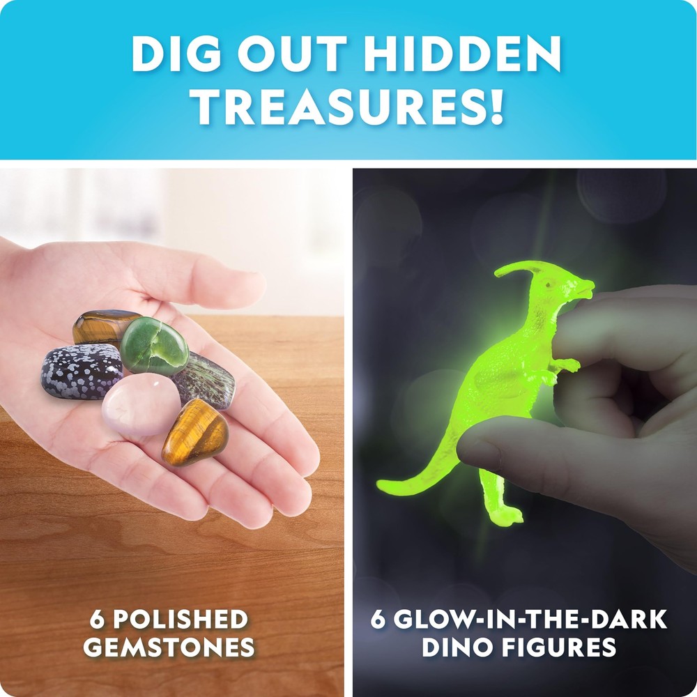 Easter Eggscavation Dig Kit - 12 Easter Egg Dig Bricks with Real Gemstones & ...