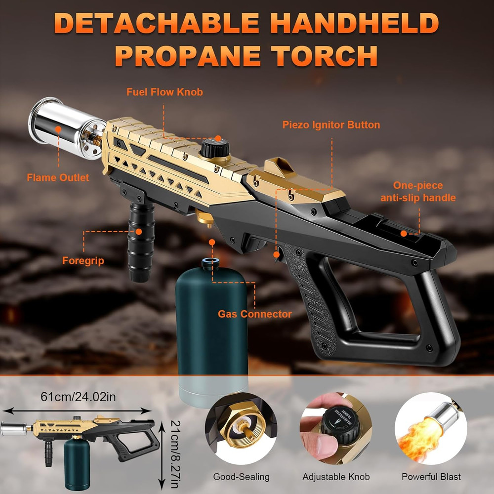 Powerful Propane Torch Gun, Adjustable Flame Thrower with Detachable Design for