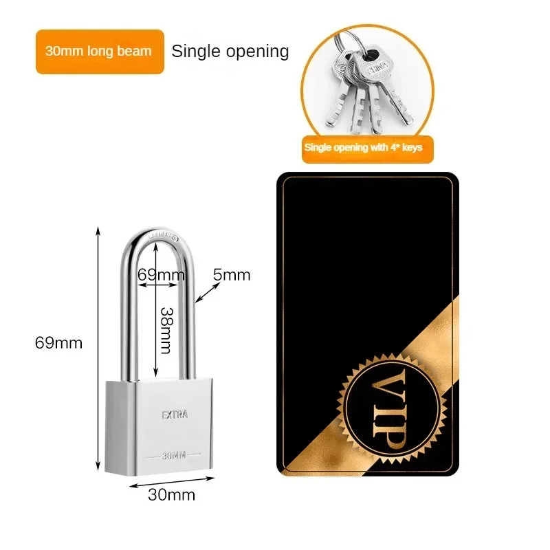 Long Shackle Chrome Plating Square Iron Padlock Security Cage Padlocks Security