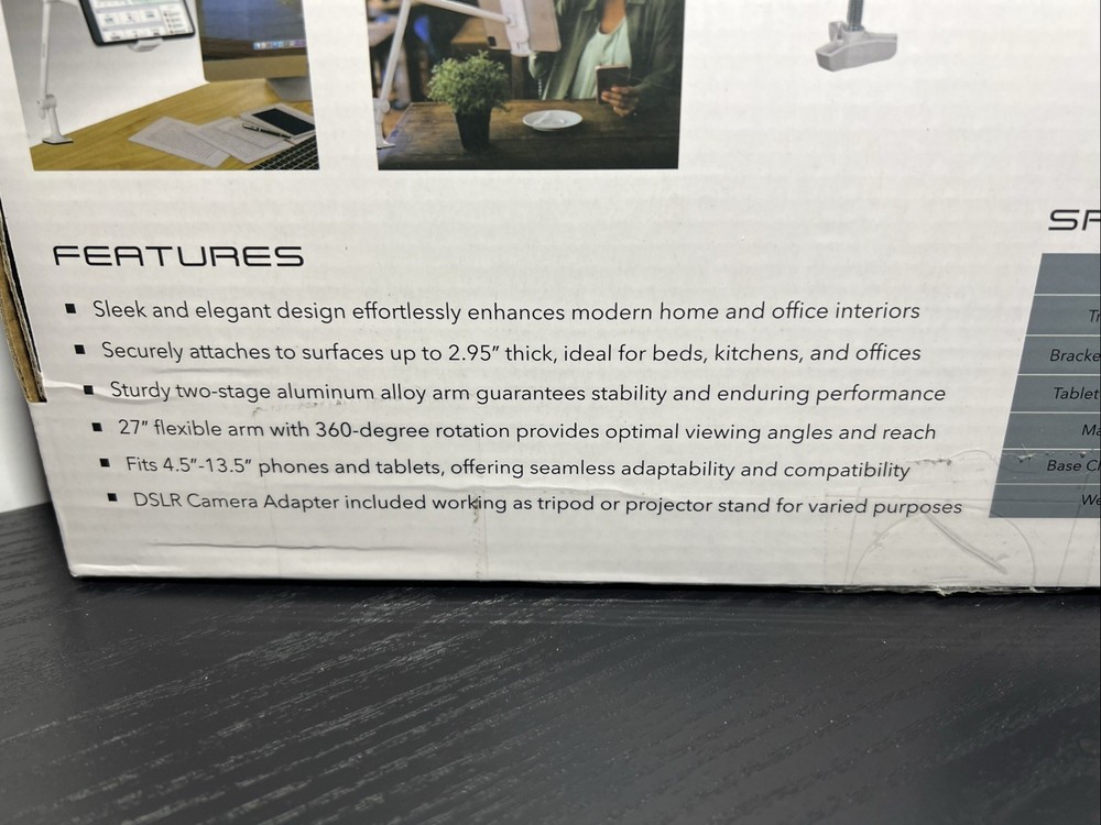 AboveTEK Kitchen Tablet Stand Highflex 360 Counter and Wall Wobble White 1 Pack