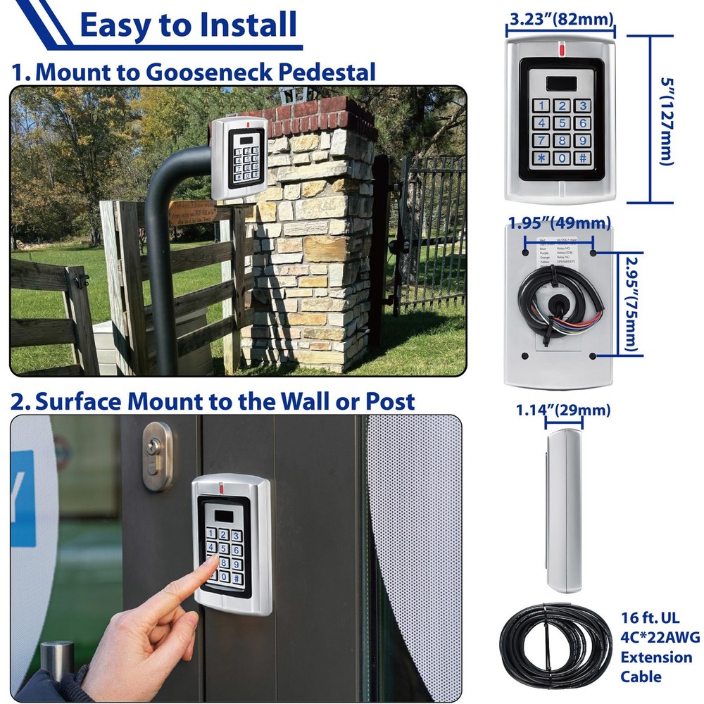 Universal Waterproof 12-24V Metal Keypad Access Controller Gate Garage KPR2000
