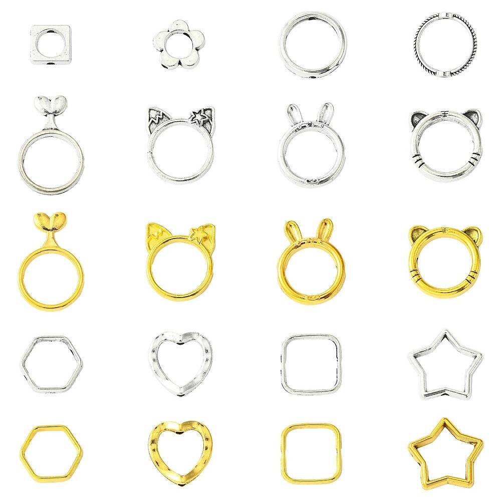 100pcs Bead Frames,Double Hole Frame Mixed Shapes Bead Hugger Frame Connectors
