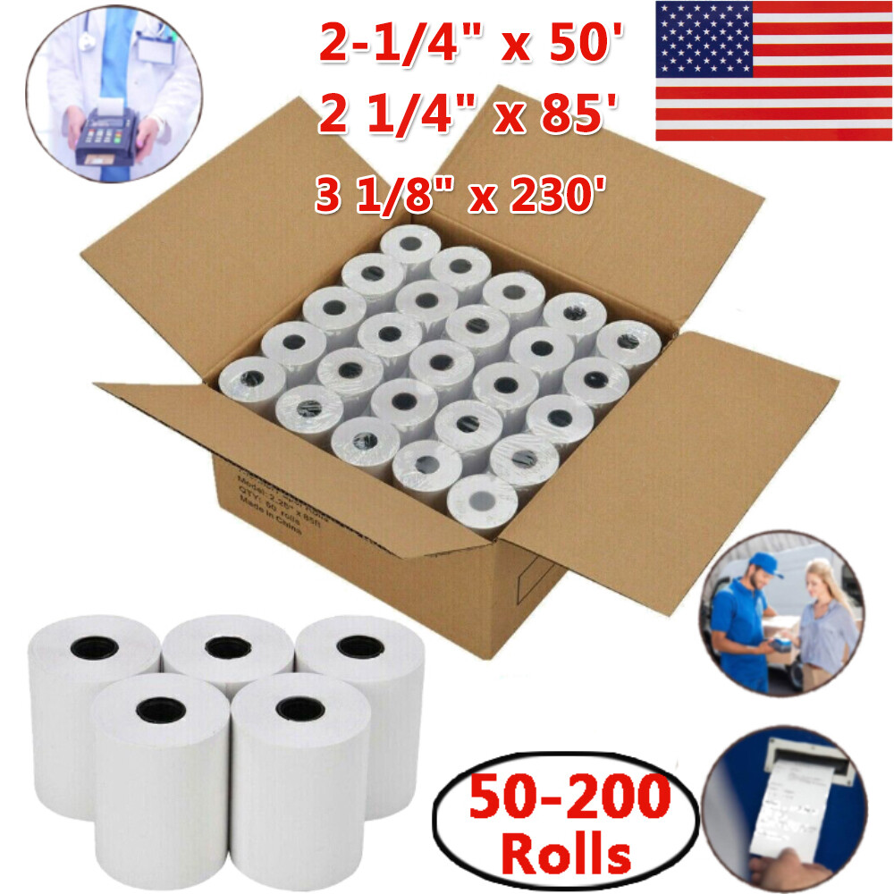 2-1/4" x 50' & 2 1/4" x 85' Thermal Credit Card Cash Register POS Receipt Paper