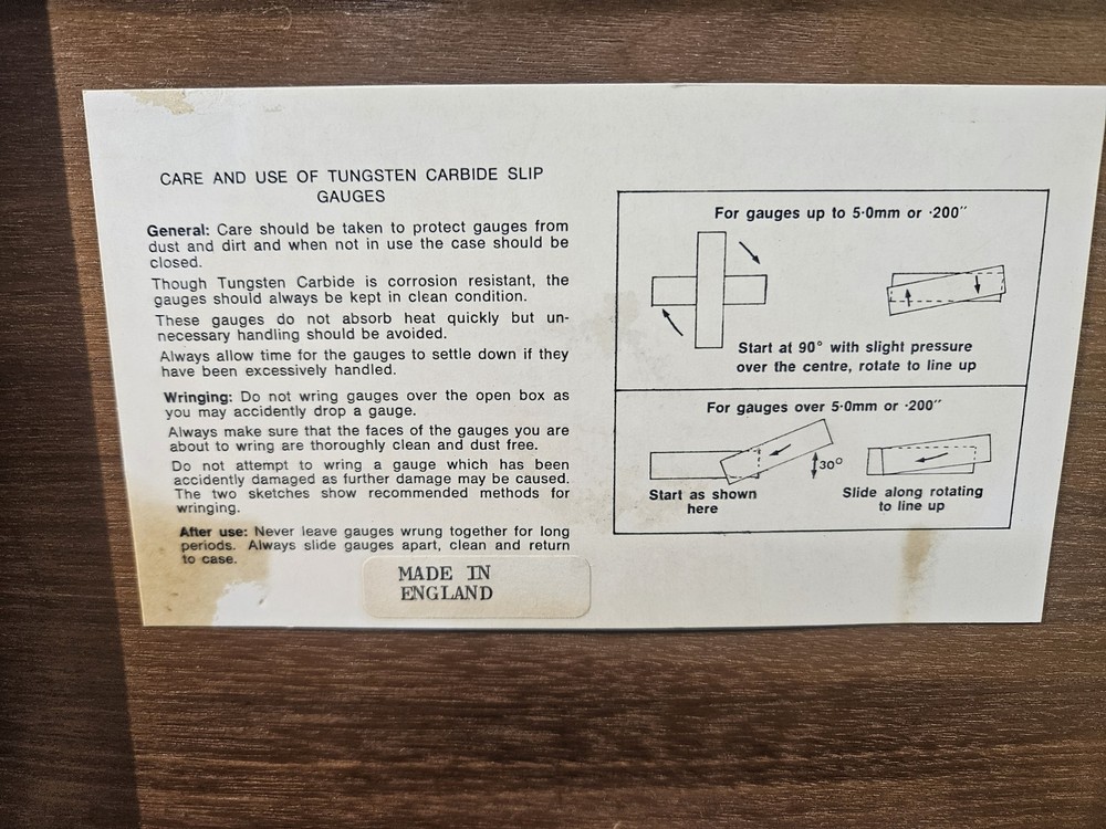 Select Tungsten Carbide Slip Gauge Block Set