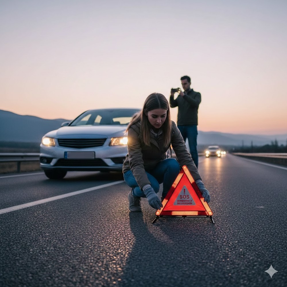 Car Emergency Kit With Approved Triangle + Jacket And First Aid Kit