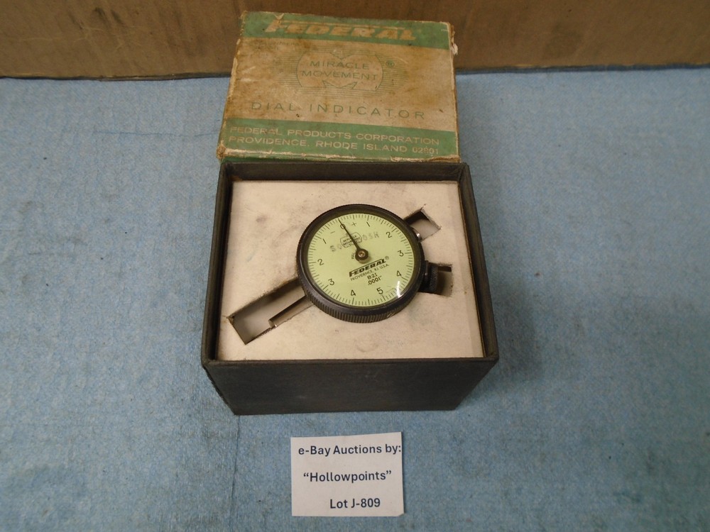 Federal B21 Dial Indicator .0001" Lug Back w/ Tips 0-5-0 Dial Short Range J809
