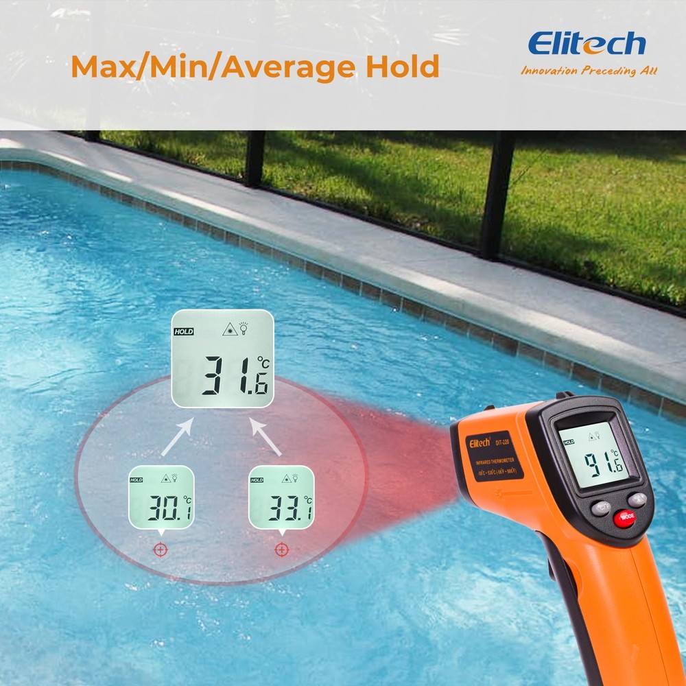 Laser Temperature Gun, Non-Contact Digital Infrared Thermometer, Adjustable E...