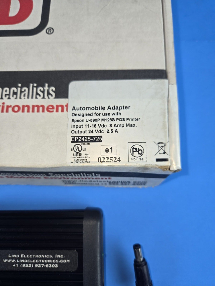 LIND MOBILE COMPUTING DC POWER ADAPTER HSEP 2425-725 FOR EPSON U-590P, 24 VDC