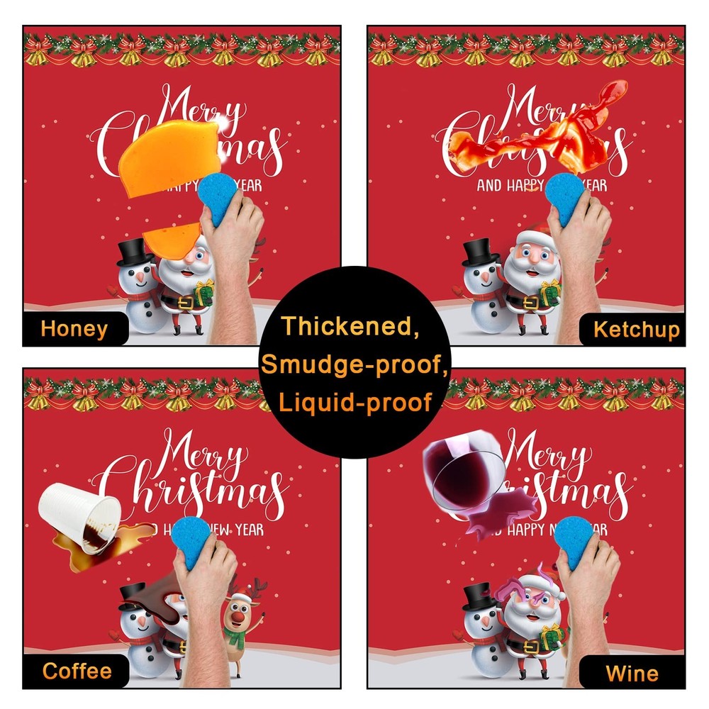 Fibevon Christmas Tablecloths, 2-Pack Rectangular Disposable New Year Tablecl...
