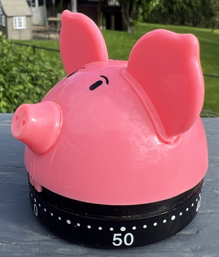 Cute Bright Pink Pig 60 Minute Kitchen Timer
