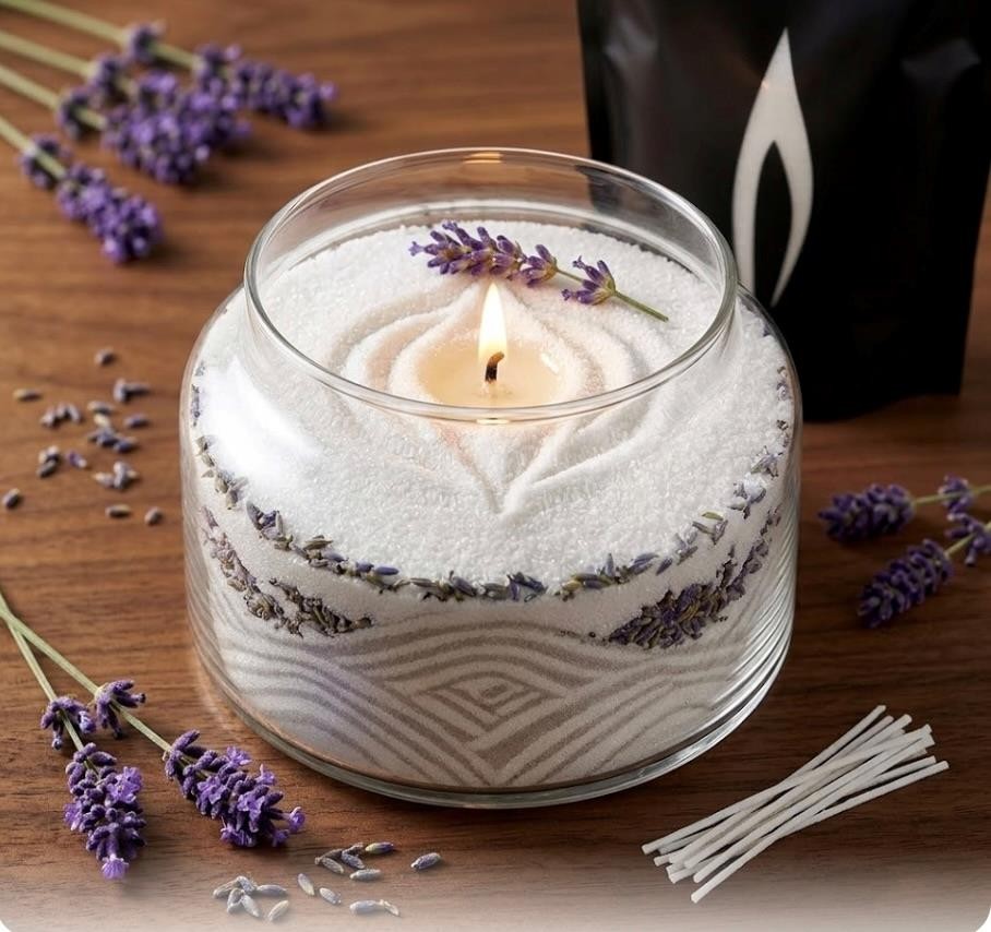 NEW Foton Pearled Candle Refill Beads 16 Oz Lavendar Love Scented + 30 wicks